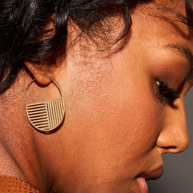 Maggie Opposite Lines Hoop Earrings Brass