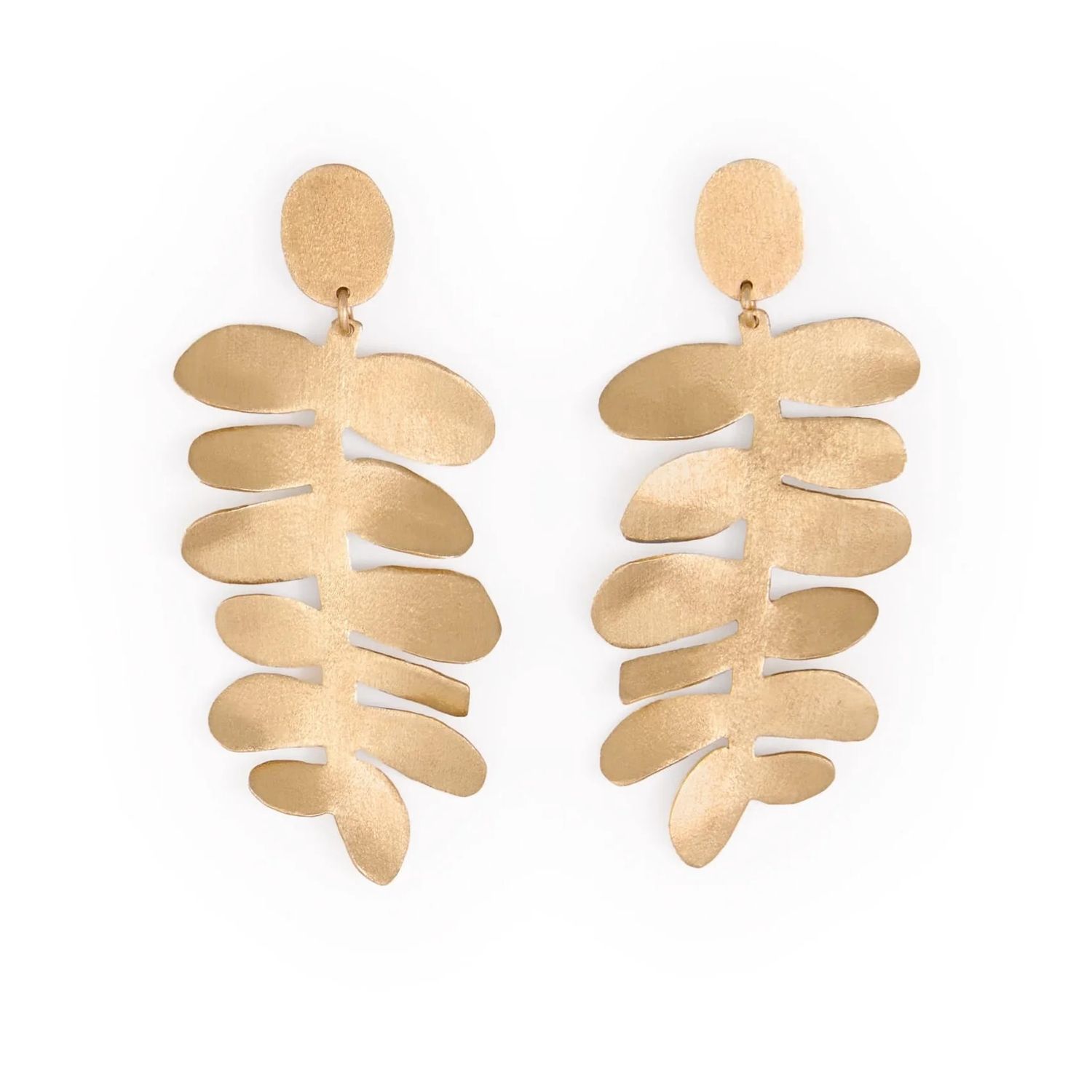 Harlee Leaf Drop Earrings Brass