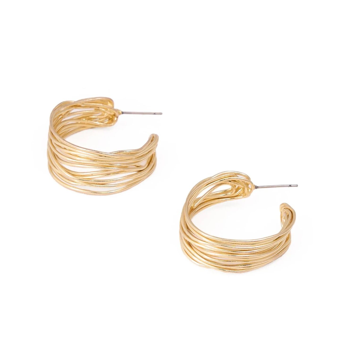 Della Multi Band Hoop Earrings Brass