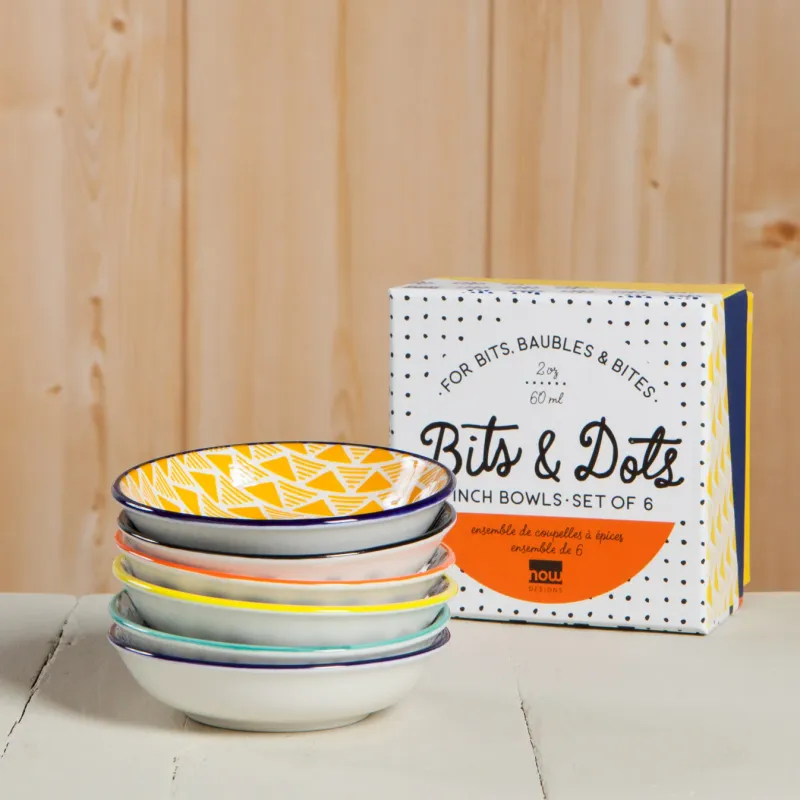 Pinch Bowl Set of 6 Bits Dots Multi