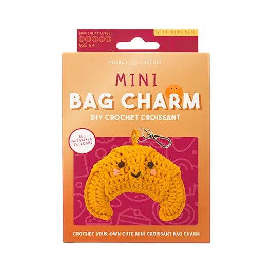 DIY Crochet Mini Bag Charm Croissant