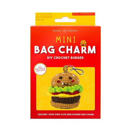 DIY Crochet Mini Bag Charm Burger