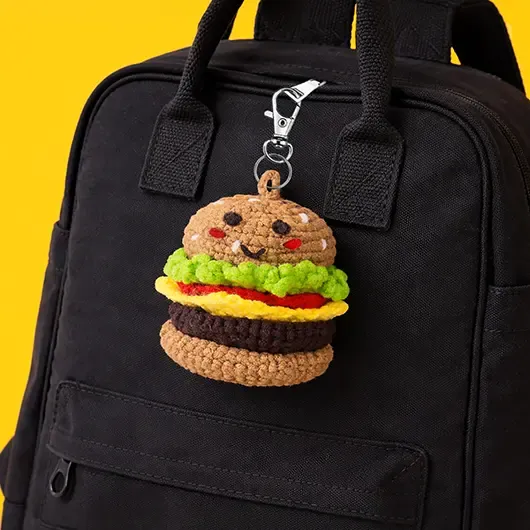 DIY Crochet Mini Bag Charm Burger