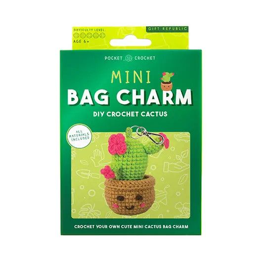 DIY Crochet Mini Bag Charm Cactus