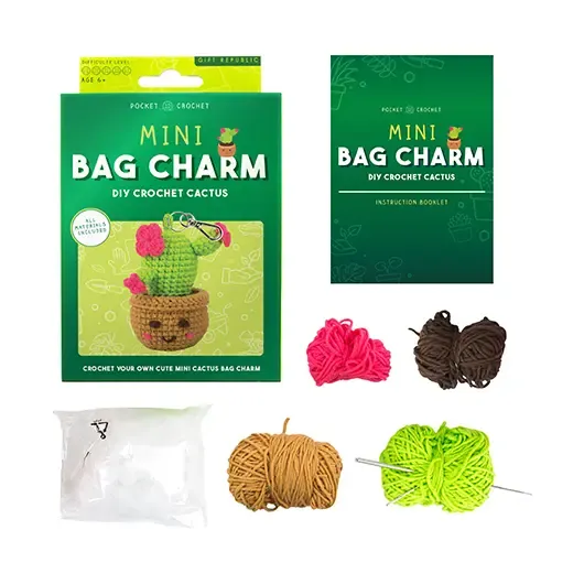 DIY Crochet Mini Bag Charm Cactus