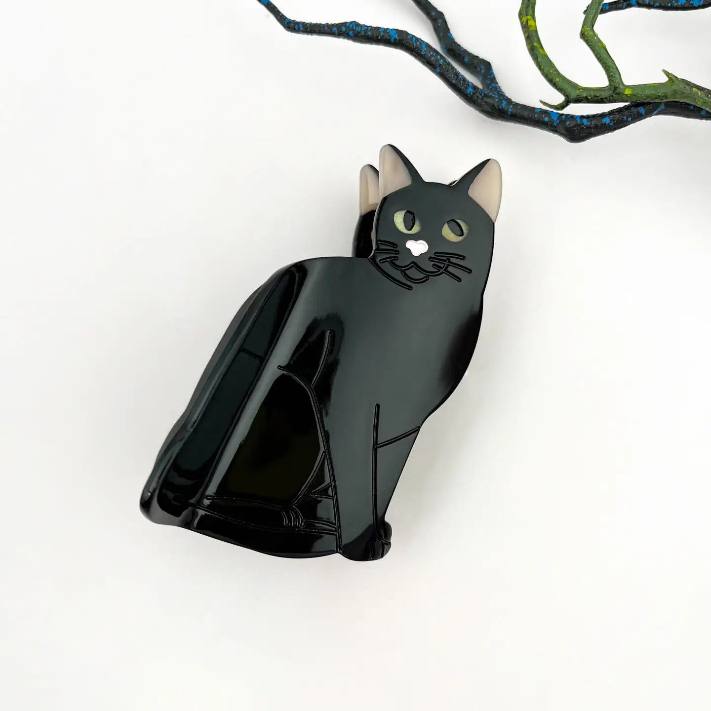 Black Cat Acetate Hair Claw Clip