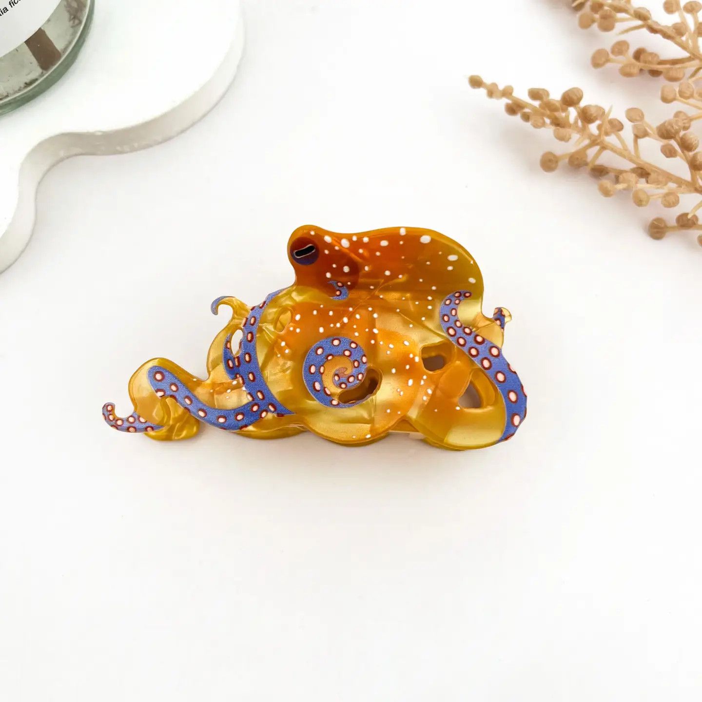 Medium Orange Octopus Hair Claw Clip