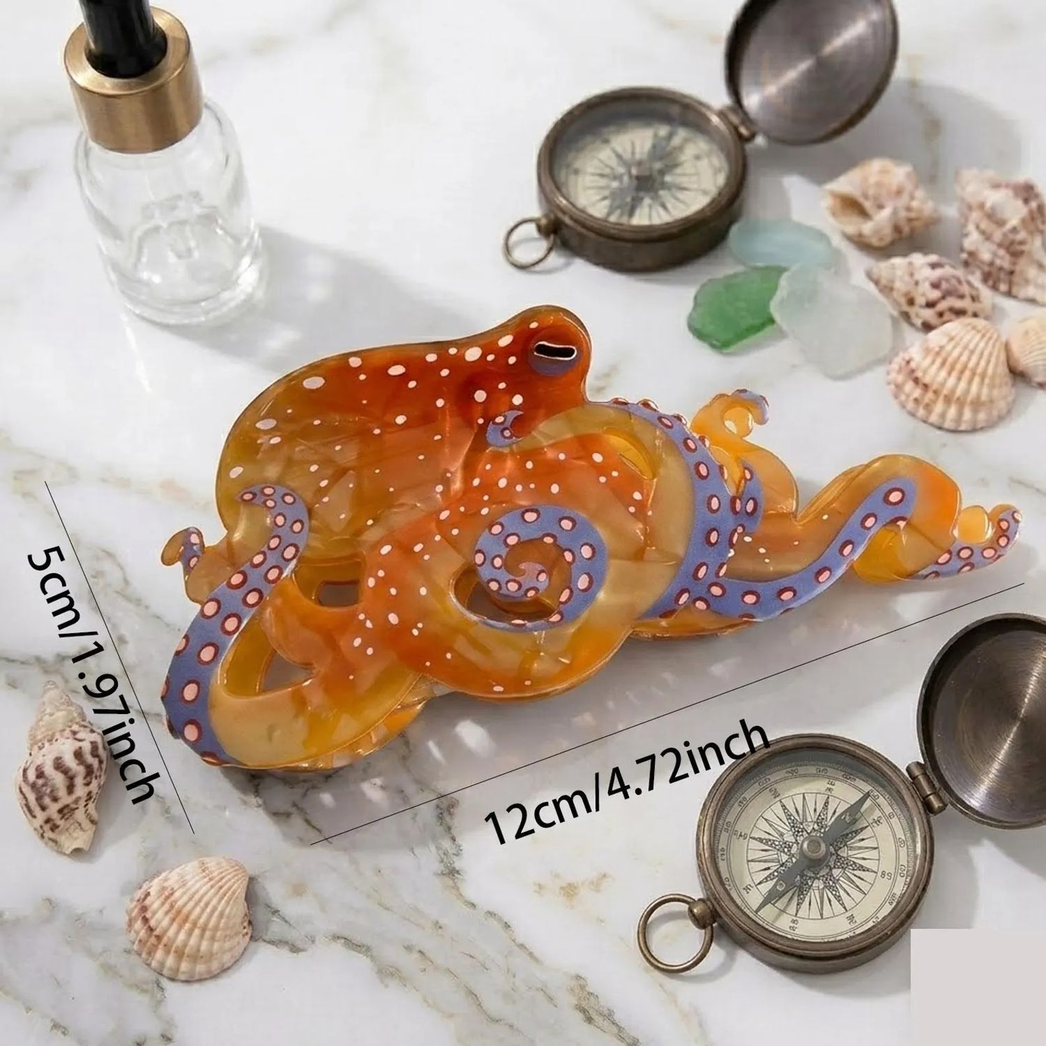 Large Orange Octopus Hair Claw Clip