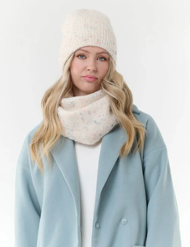 Colourful Mottled Knit Beanie Marshmallow