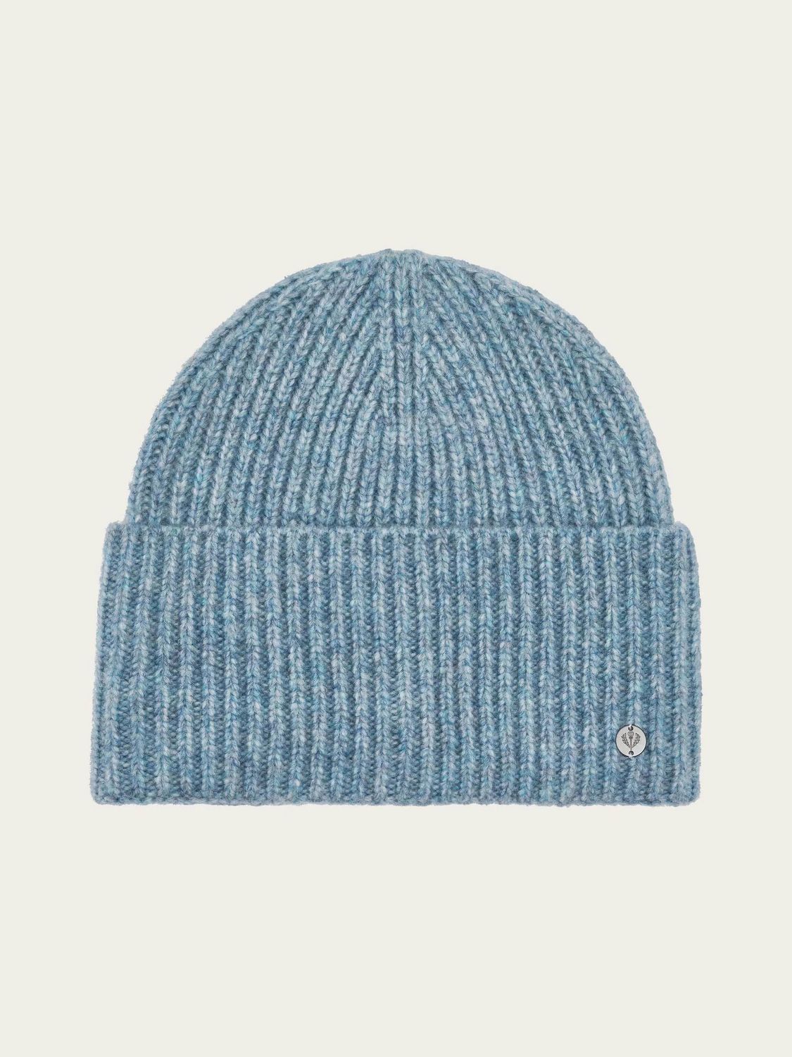 Rib Knit Hat in Wool Blend Zen Blue
