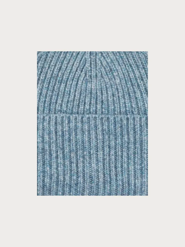 Rib Knit Hat in Wool Blend Zen Blue