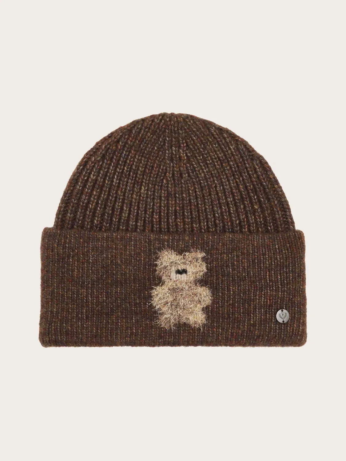 Gold-Glittery Teddy Bear Knitted Beanie Brownie