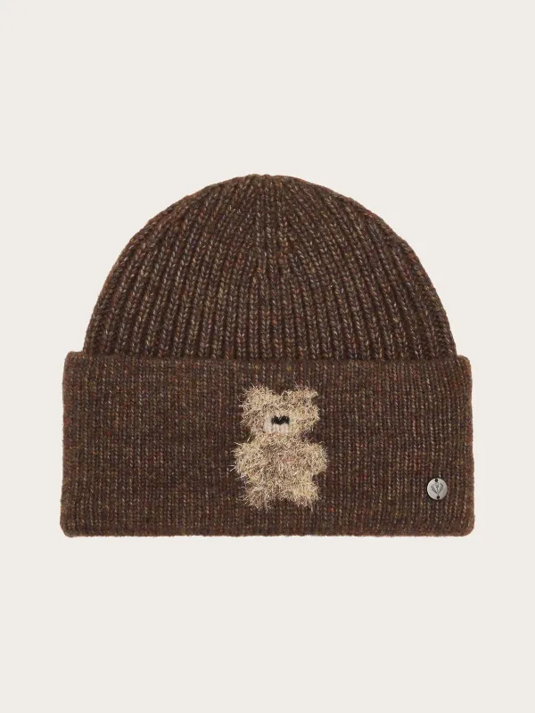 Gold-Glittery Teddy Bear Knitted Beanie Brownie