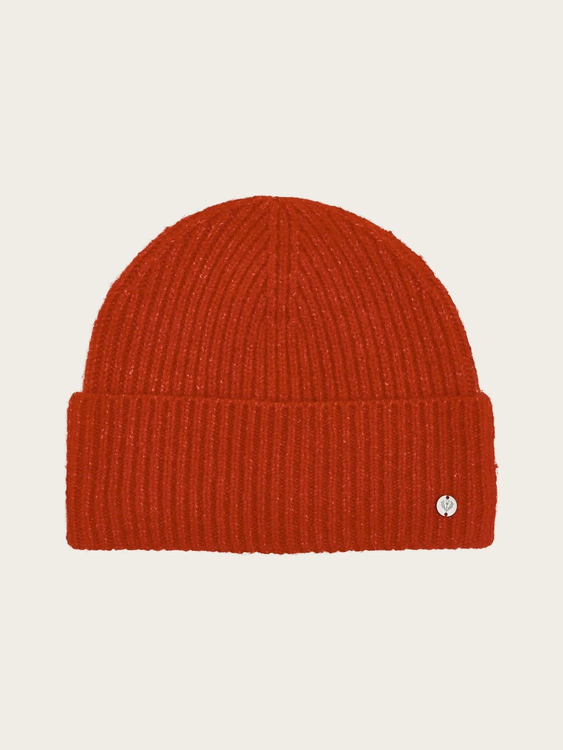 Rib Knit Hat in Wool Blend True Red
