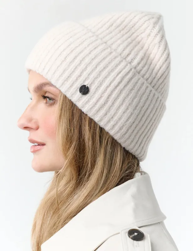Rib Knit Hat in Wool Blend True Red