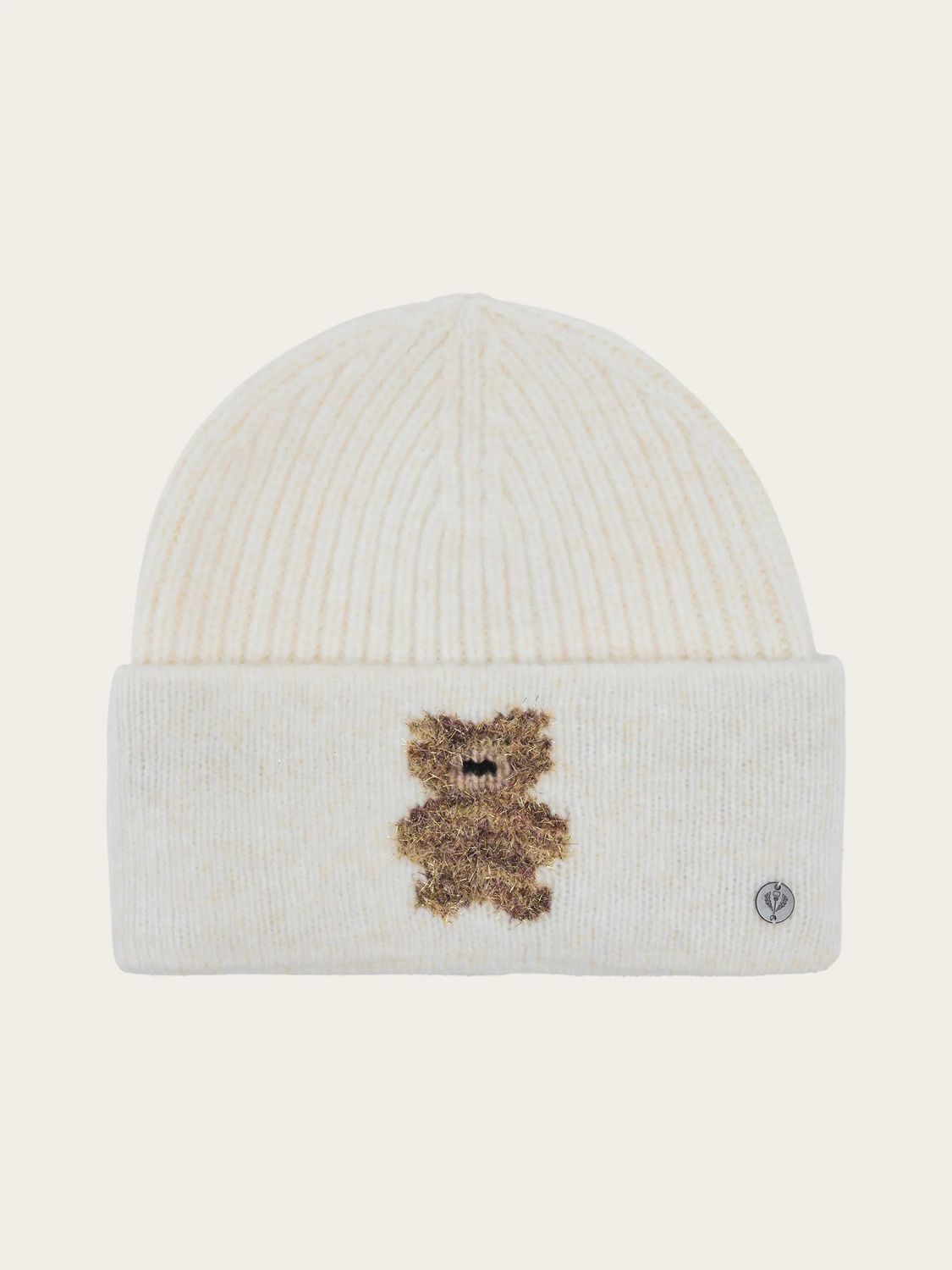 Gold-Glittery Teddy Bear Knitted Beanie
