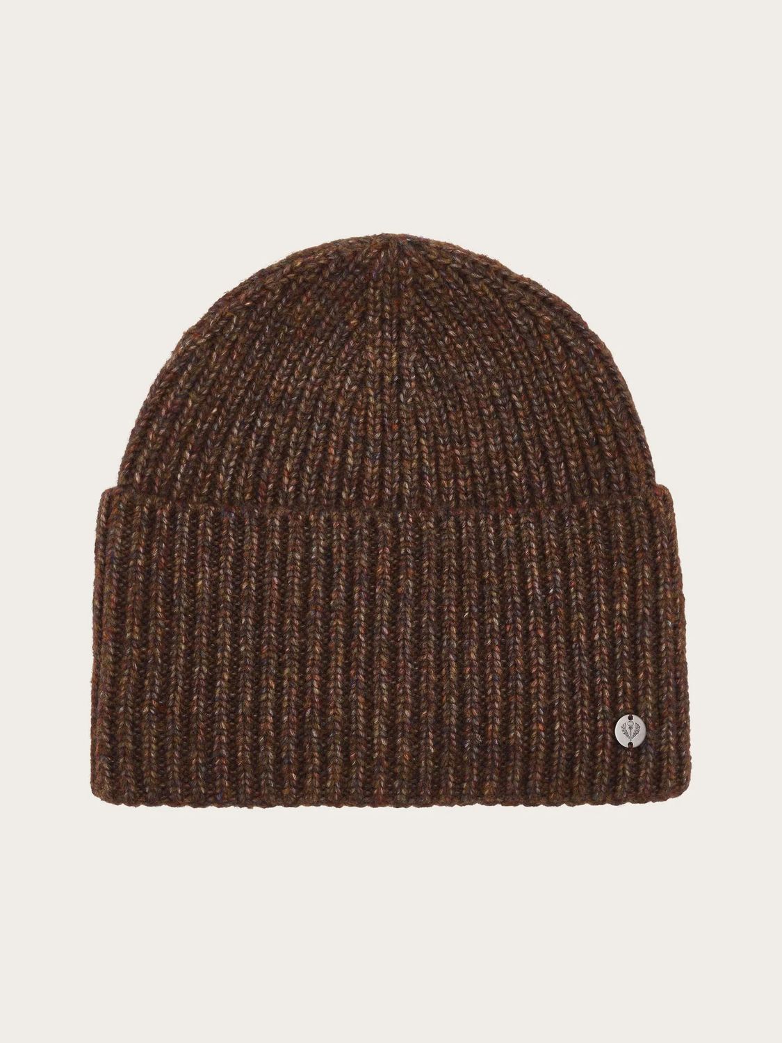 Rib Knit Hat in Wool Blend Brownie