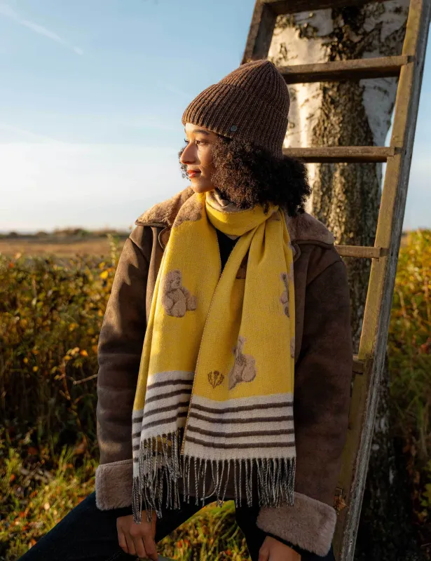 Rib Knit Hat in Wool Blend Brownie