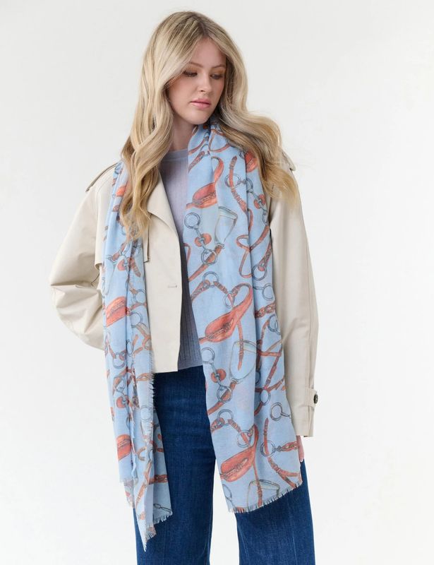 Lightweight Scarf Bridle Print Zen Blue
