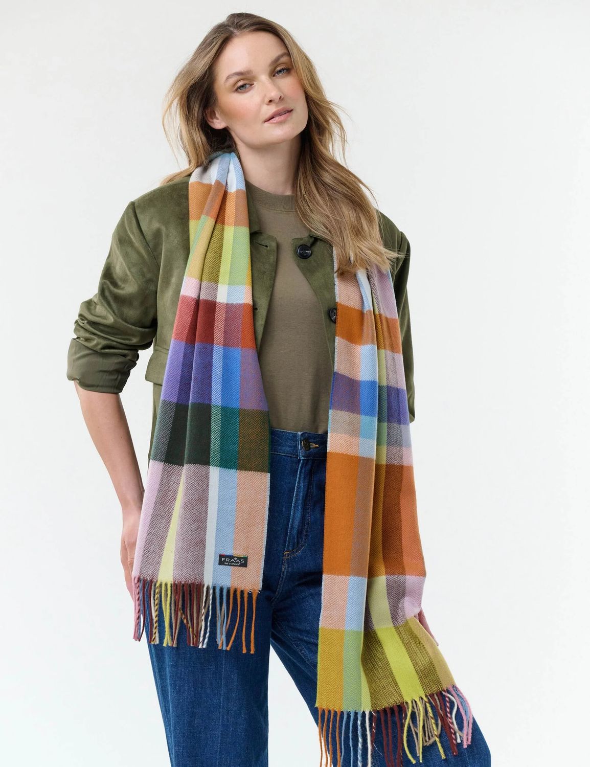 Cashmink Scarf Elegant Herringbone Zen Blue