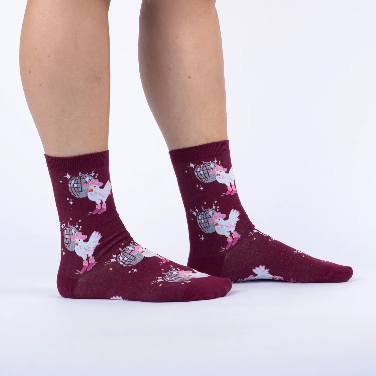 Women's Crew Socks Disco Chicken