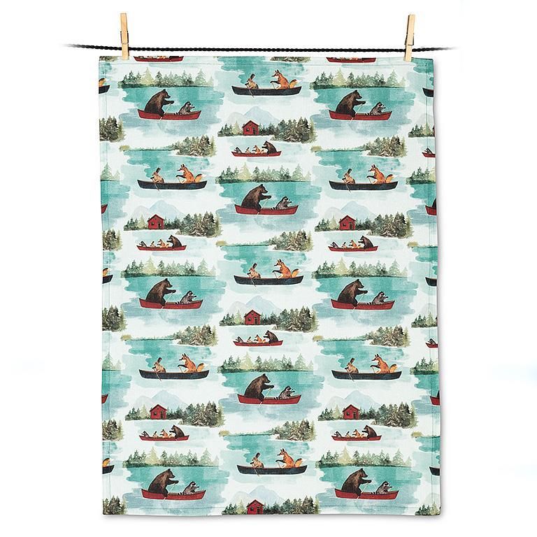 Tea Towel Victoria Barnes Animals In Canoe