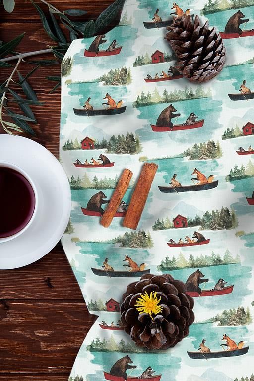 Tea Towel Victoria Barnes Animals In Canoe