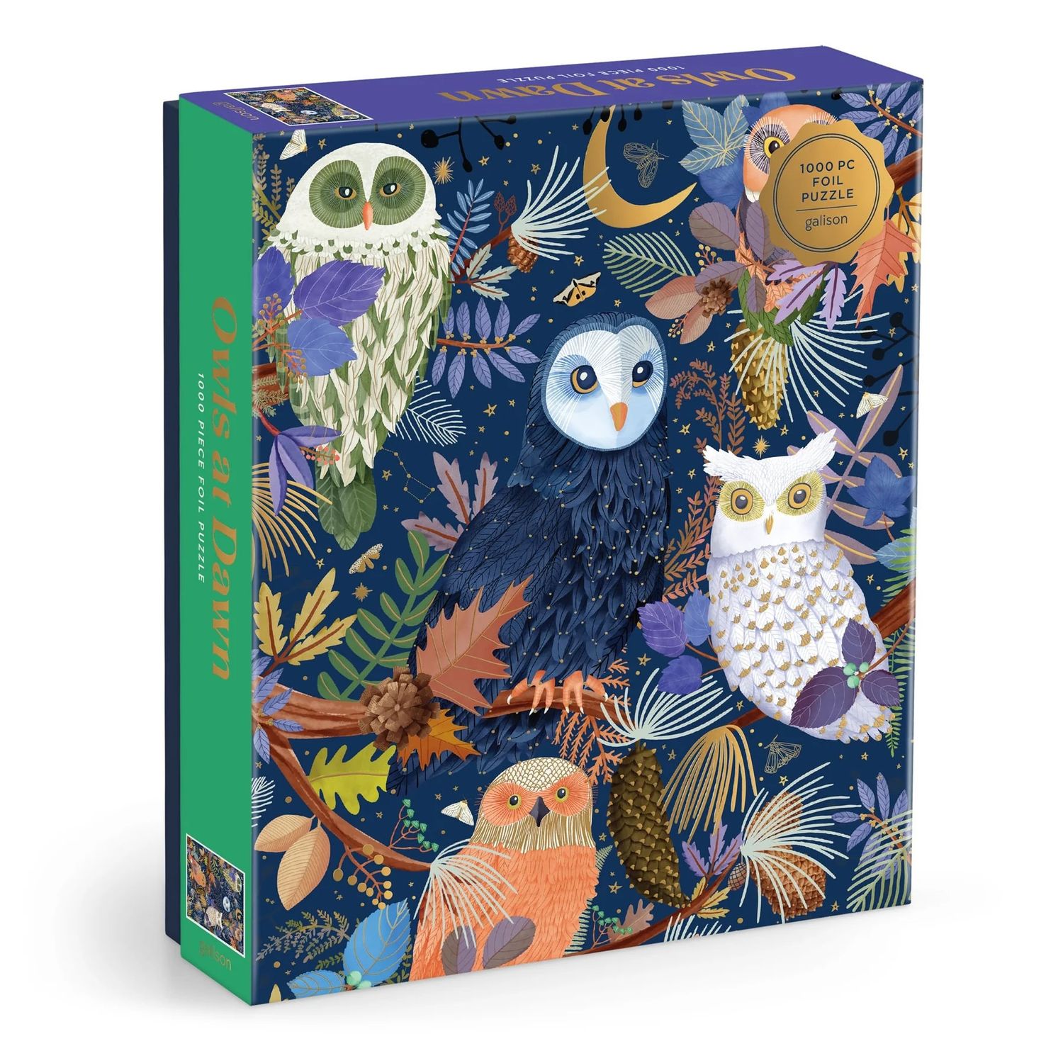 1000 Piece Foil Puzzle Owls at Dawn