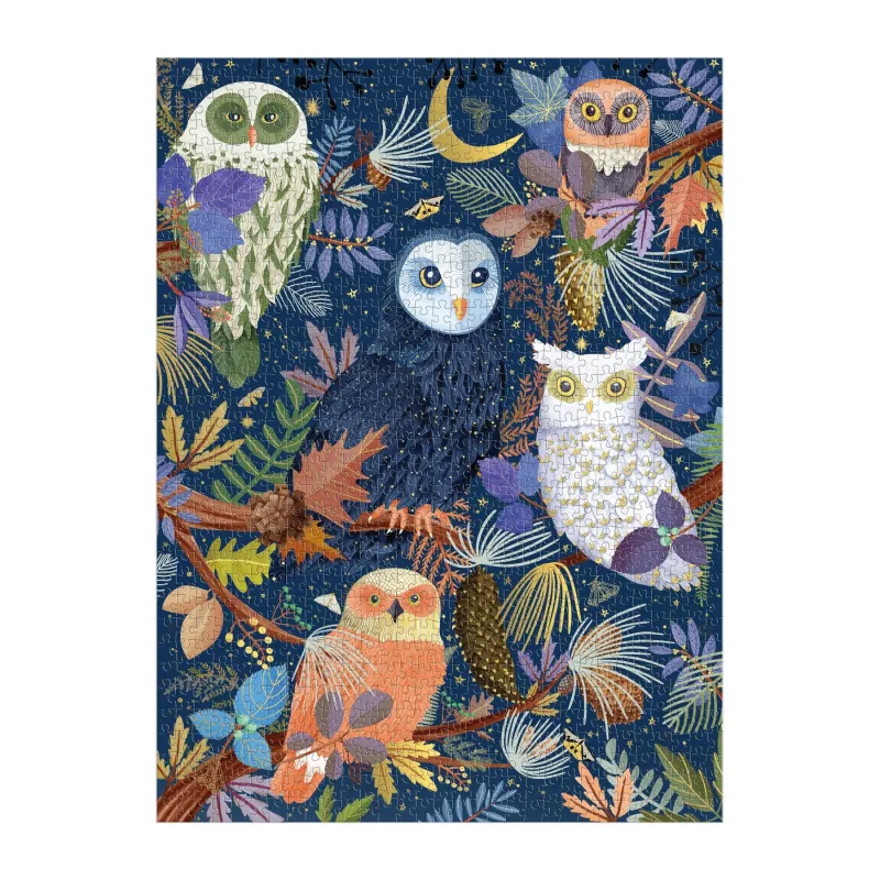1000 Piece Foil Puzzle Owls at Dawn