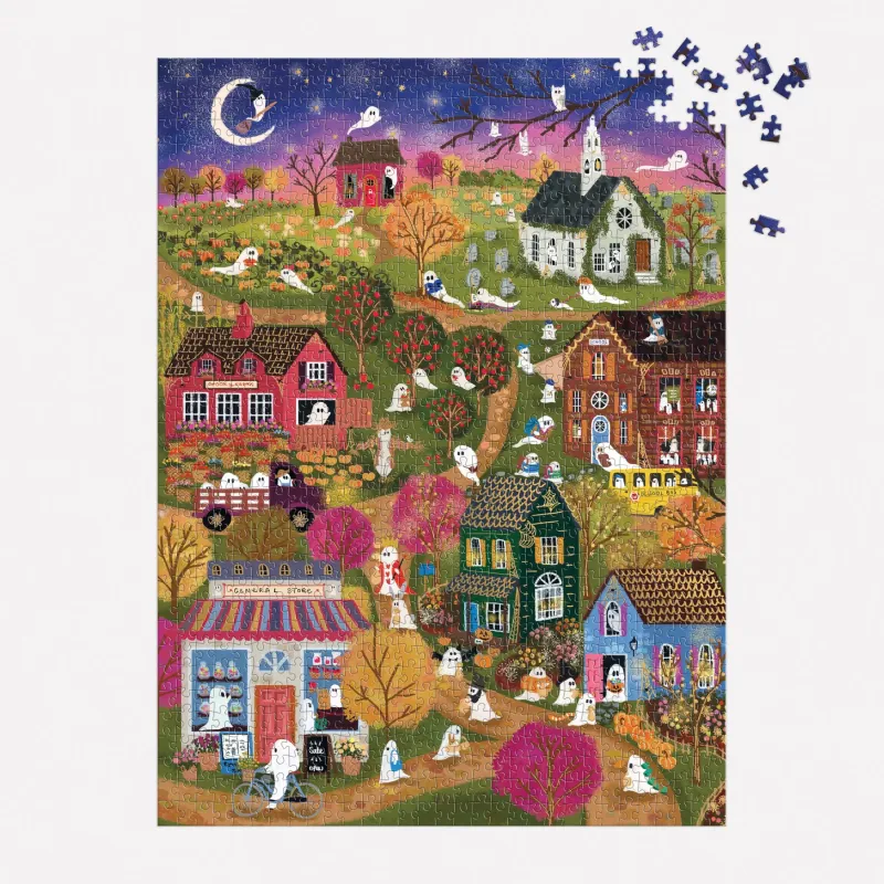 1000 Piece Foil Puzzle Spooky Village by Joy Laforme