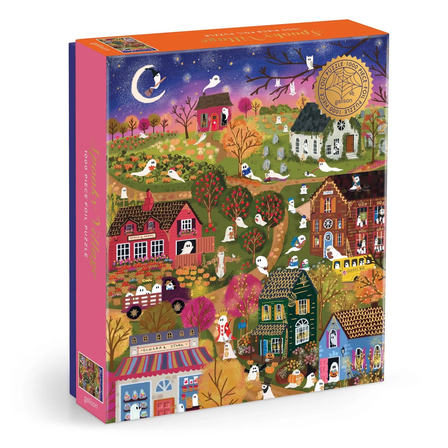 1000 Piece Foil Puzzle Spooky Village by Joy Laforme