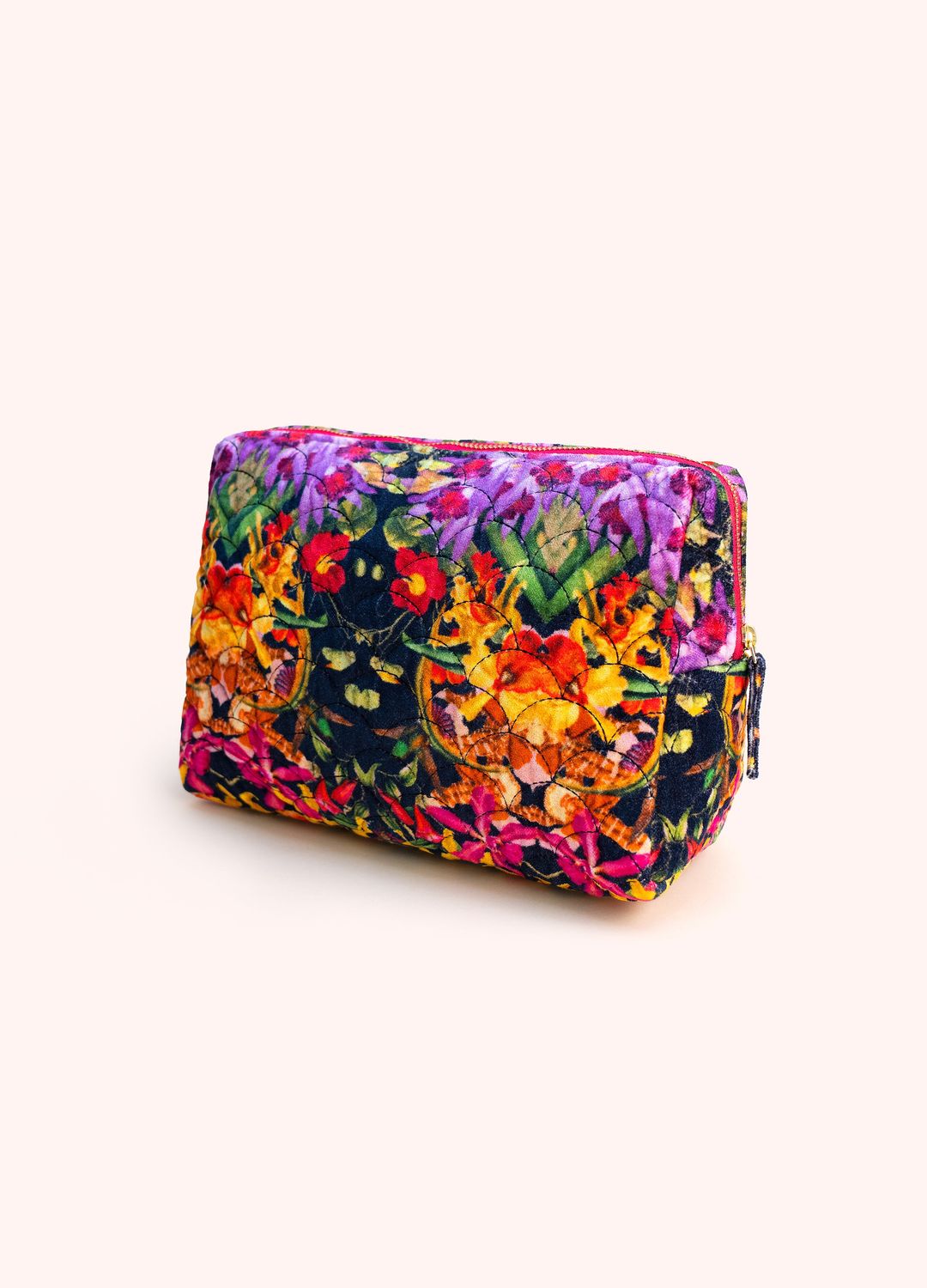 Quilted Velvet Washbag Botanical Kaleidoscope