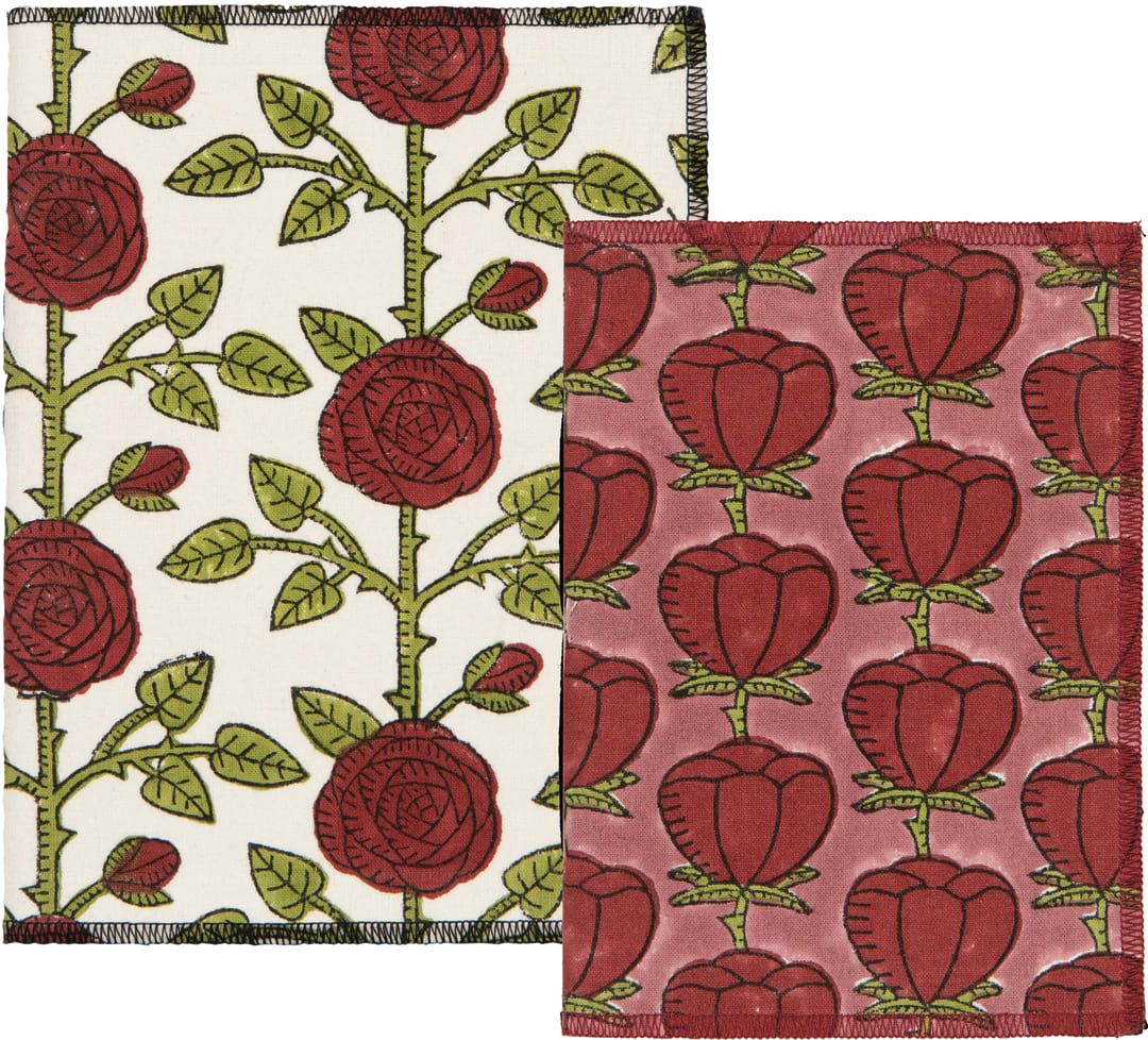Block Print Notebooks Set of 2 Rose Briar