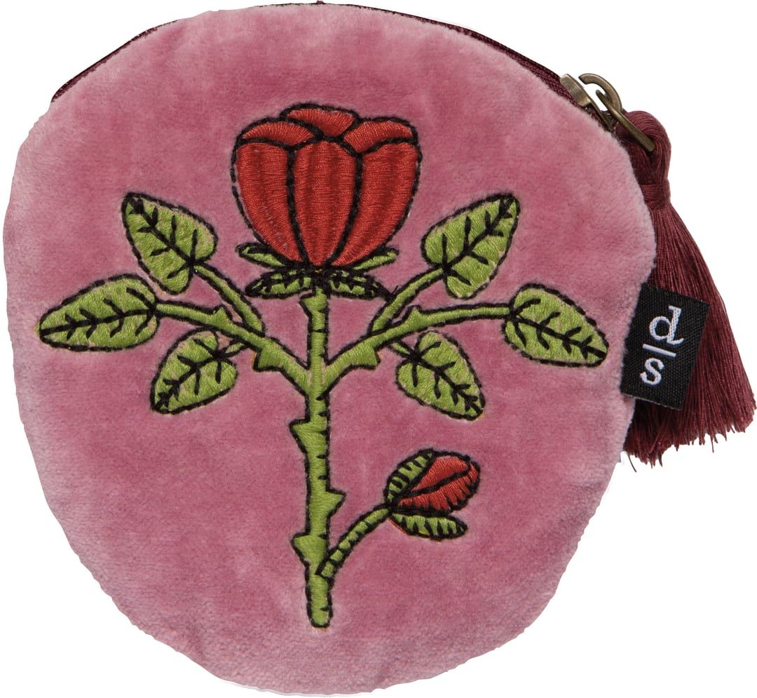 Embroidered Coin Purse Rose Briar