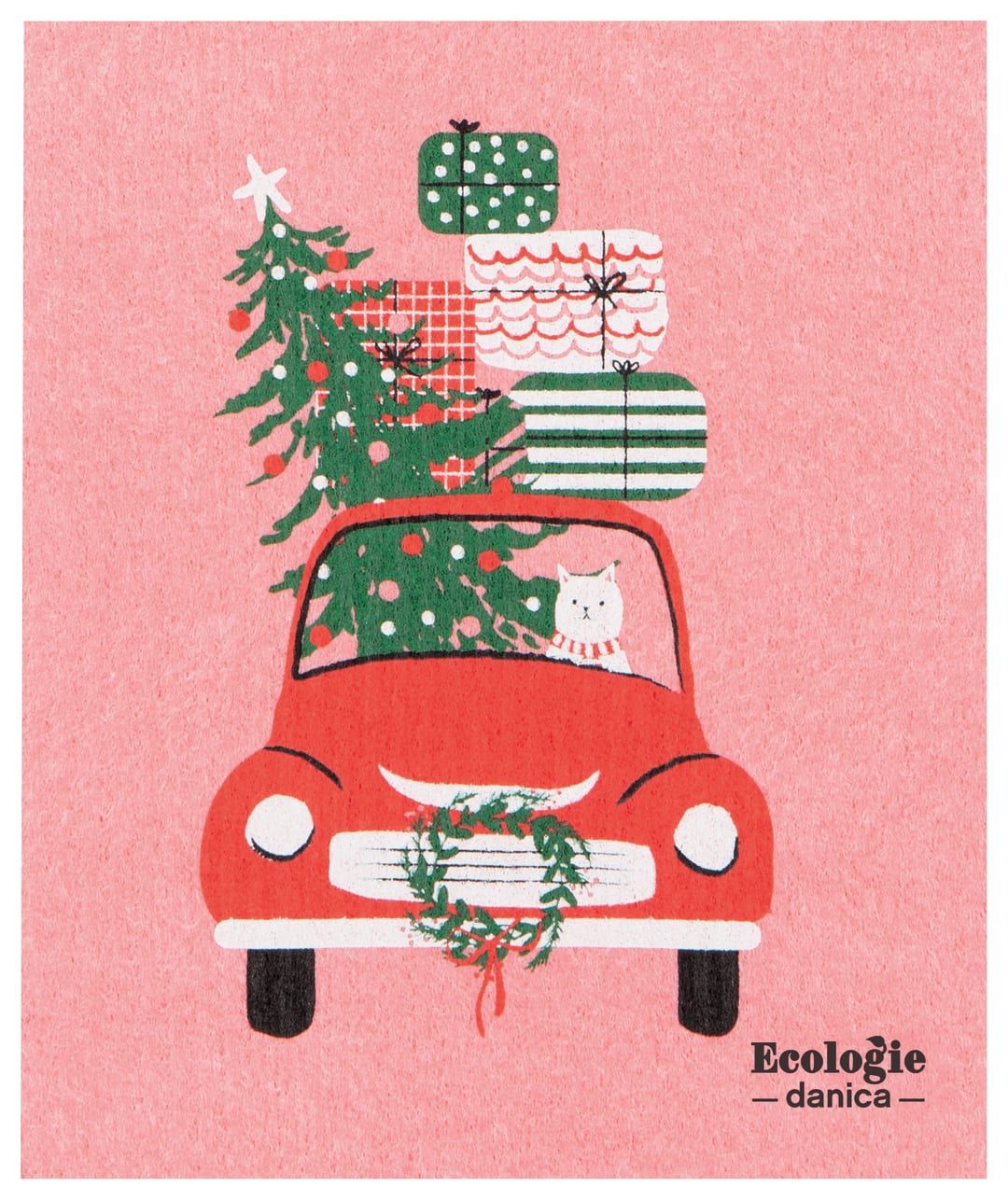 Swedish Dishcloth Winter Wheels Cat
