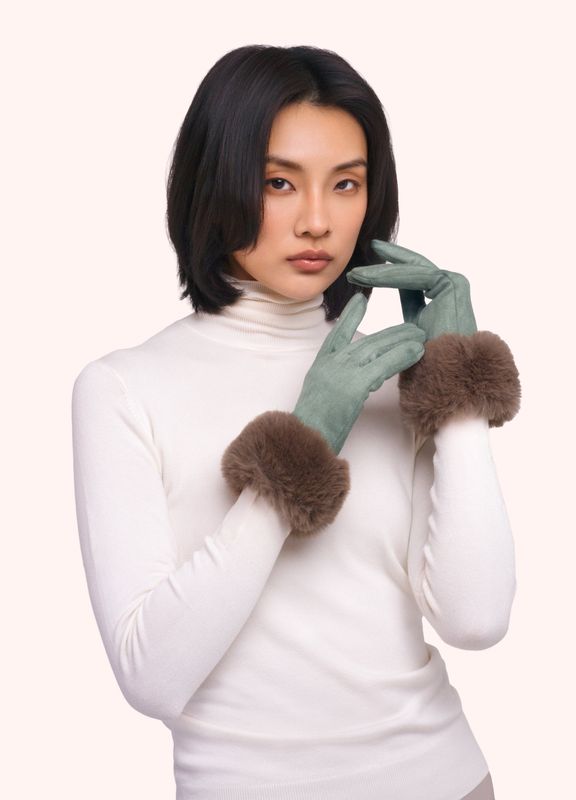 Gloves Bettina Faux Suede/Fur Ice