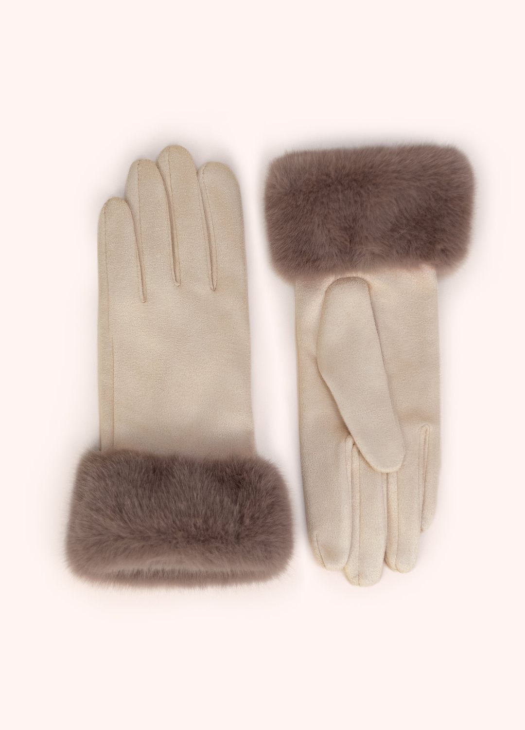 Gloves Bettina Faux Suede/Fur Cream