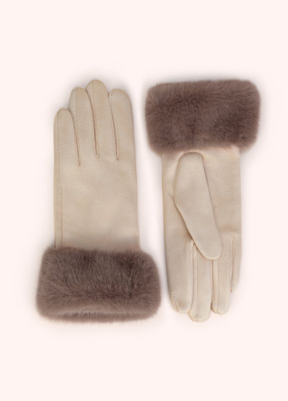 Gloves Bettina Faux Suede/Fur Cream