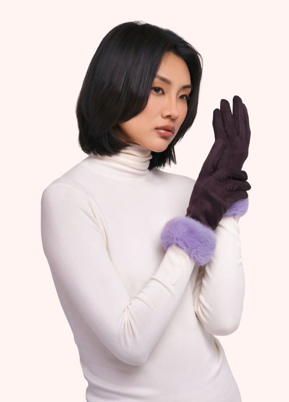 Gloves Bettina Faux Suede/Damson