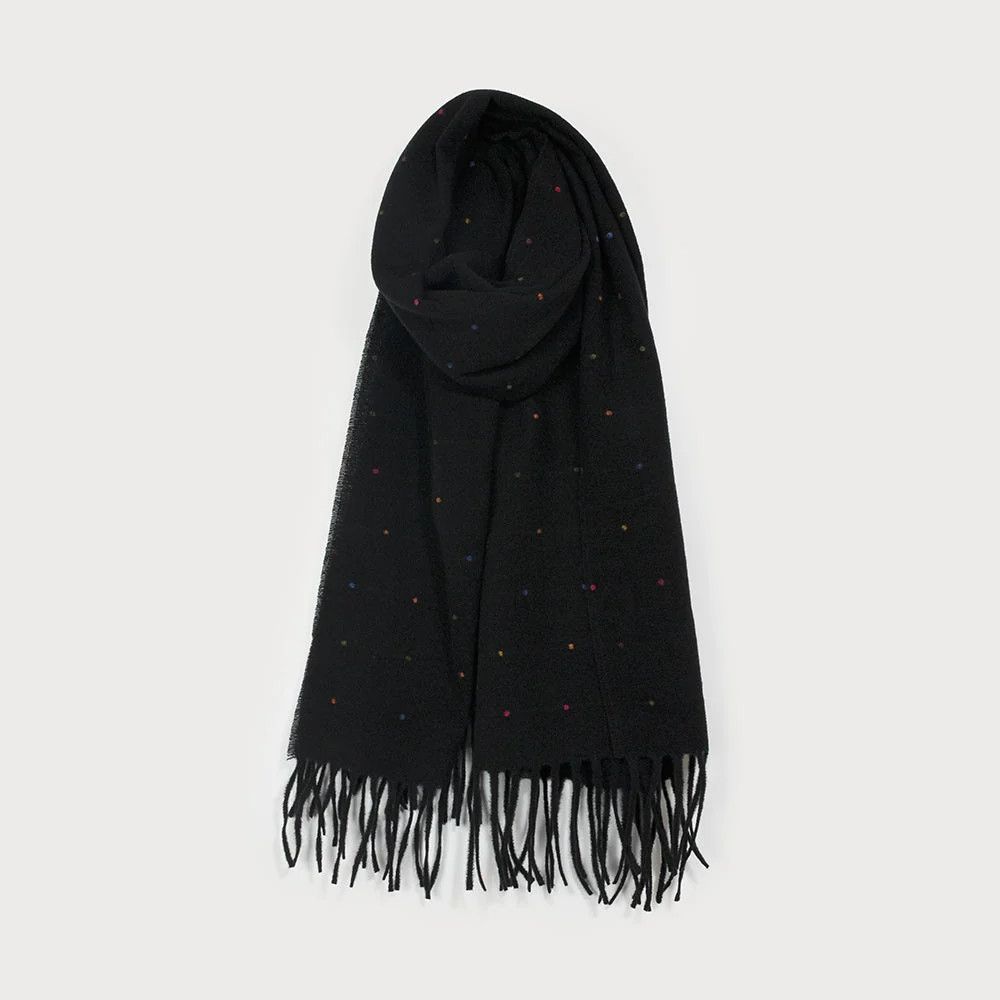 Scarf Large Warm Colourful Dots Black
