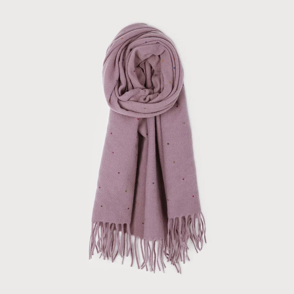 Scarf Large Warm Colourful Dots Lilac