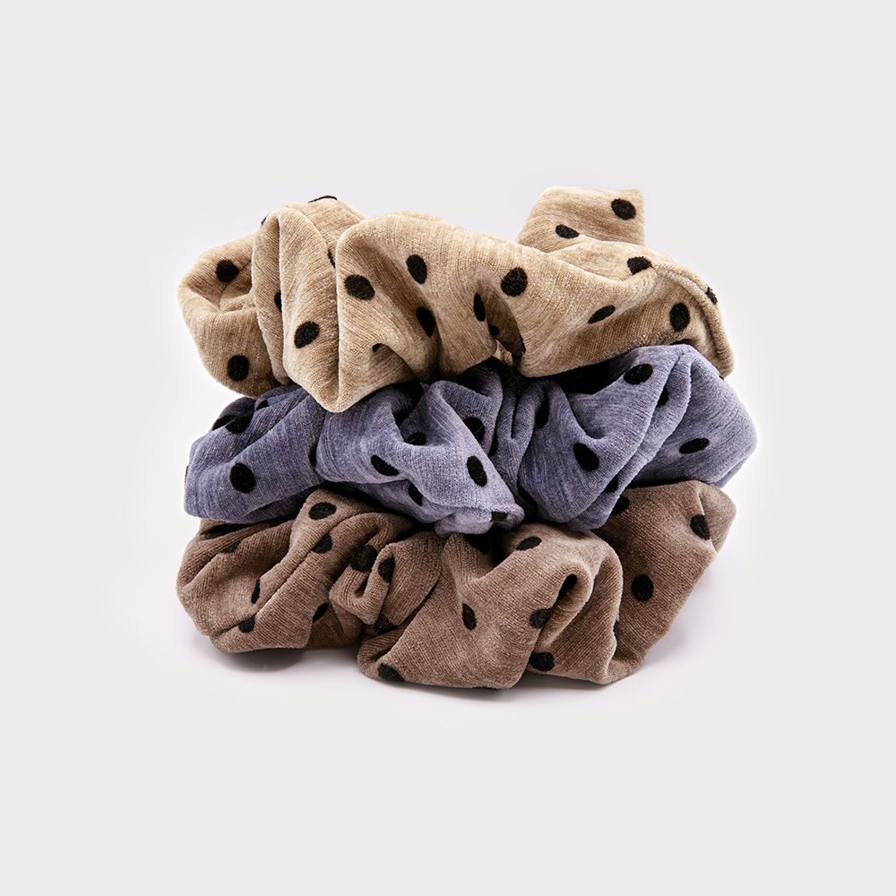 Scrunchie Large Velvet Dot Assorted Colours