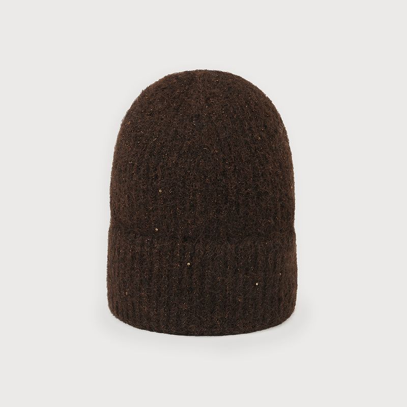 Warm Hat with Sparkle Accent Chocolate Brown