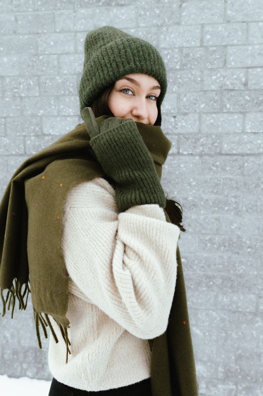 Warm Hat with Sparkle Accent Khaki