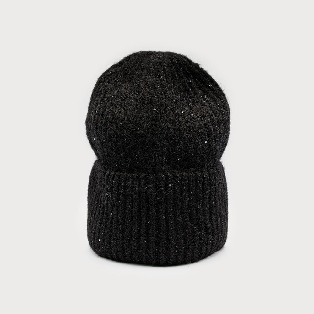 Warm Hat with Sparkle Accent Black