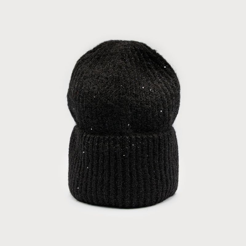 Warm Hat with Sparkle Accent Black