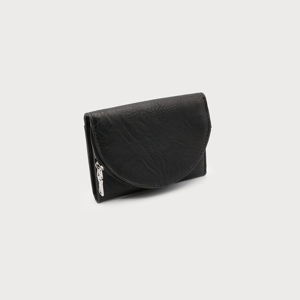 Wallet with Card Inserts and Coin Zip Black