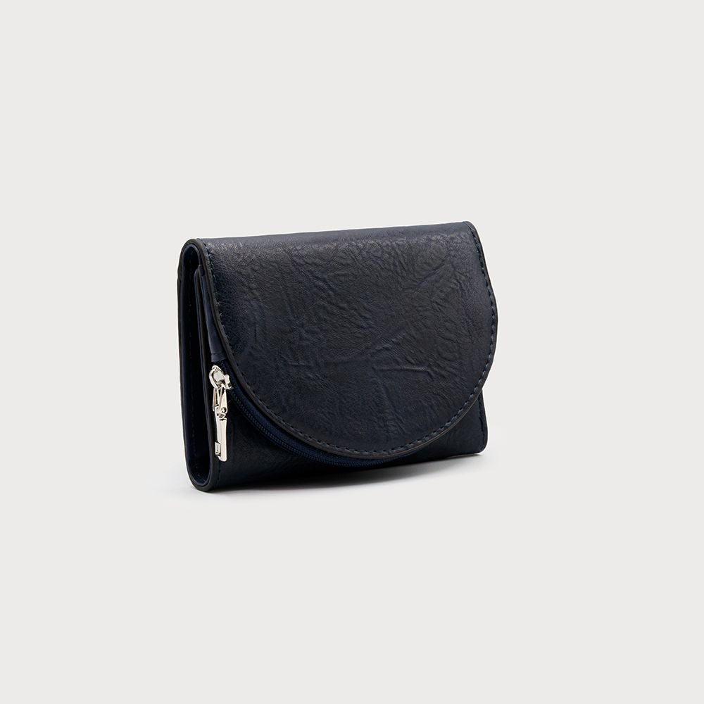 Wallet with Card Inserts and Coin Zip Dark Blue