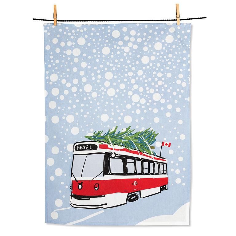 Tea Towel Toronto Noel Streetcar