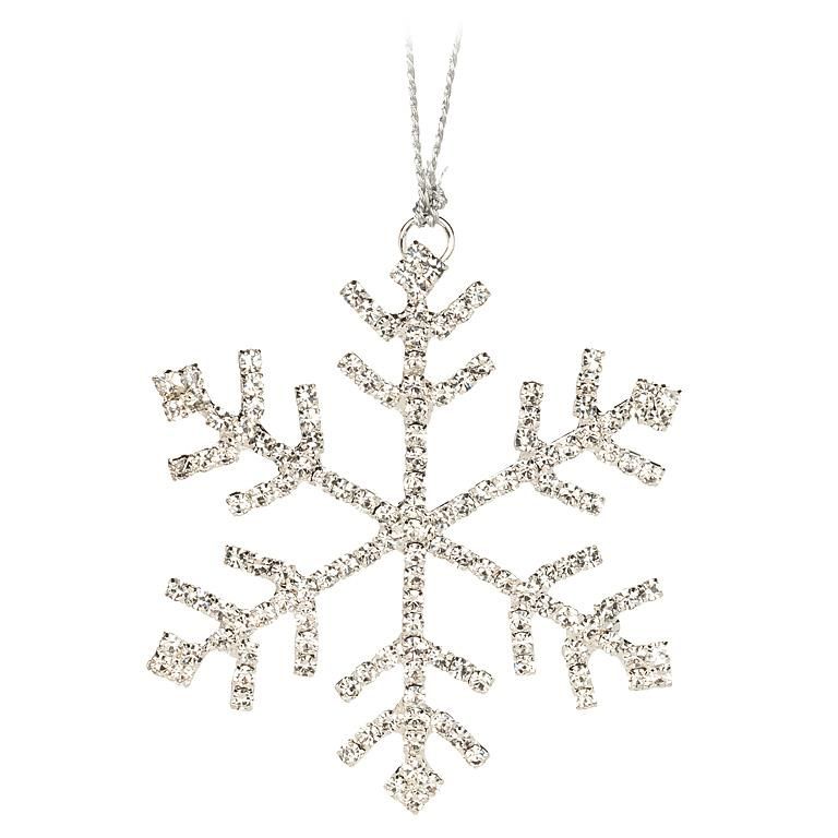 Metal Jewelled Snowflake Ornament Silver